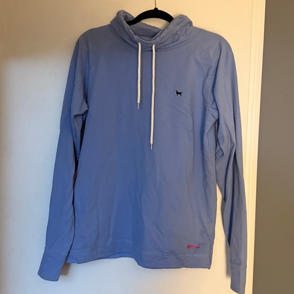 Black dog Light Blue Hoodie with Drawstrings